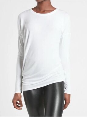 Athleta Cloudlight Restore Asymmetrical White Long Sleeve Top Womens Small